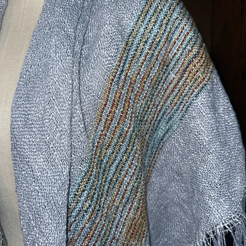 Women's  Blue Large Oversized‎ Poncho Scarf Wrap Fringe  49x49